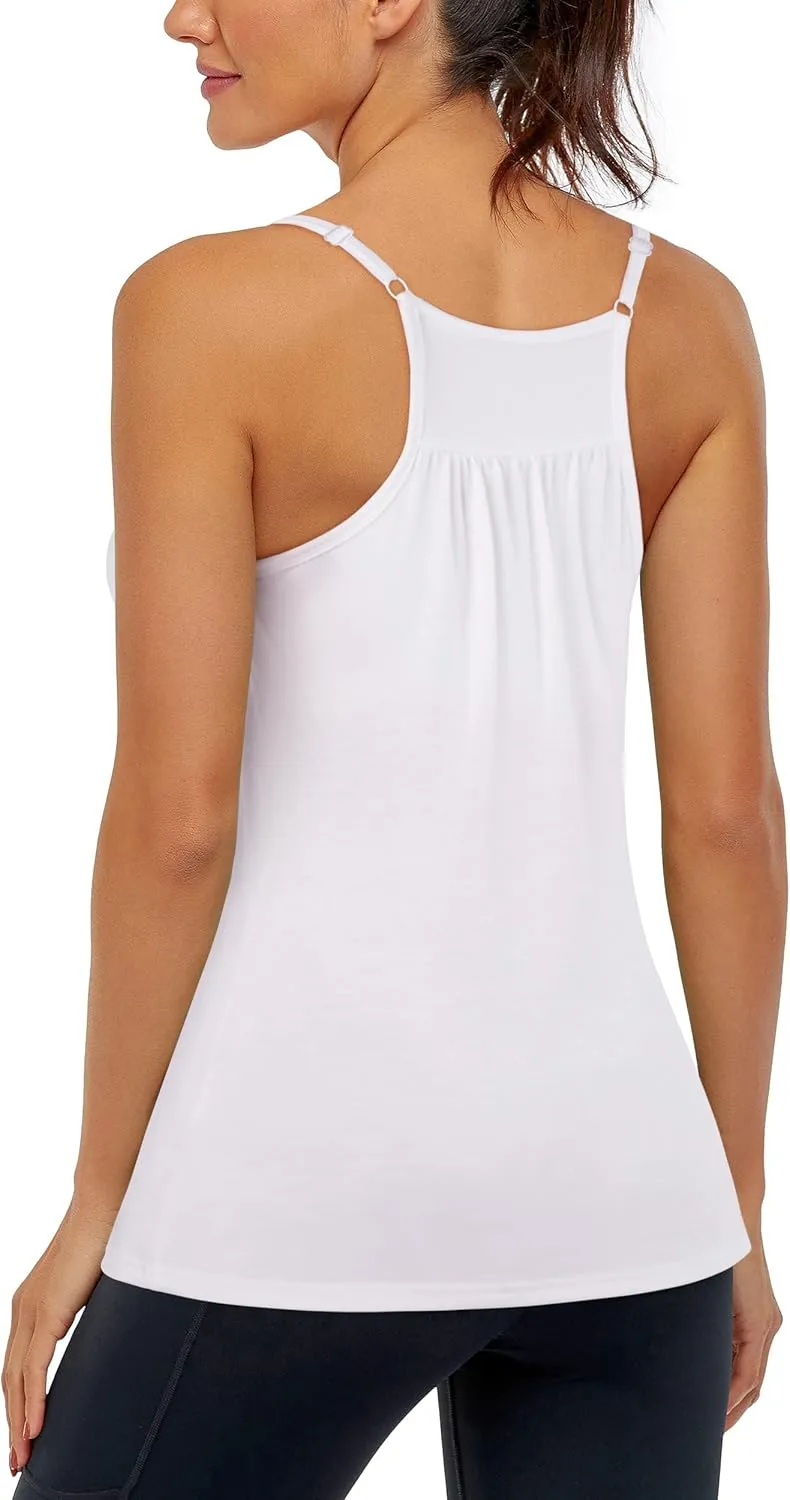 Hibelle Women's Workout Yoga Racerback Tank Tops with Built in Shelf Bra