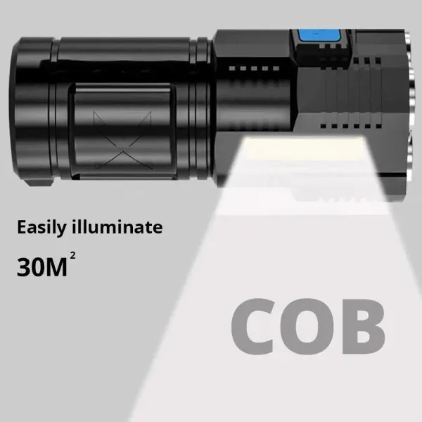 High Power Rechargeable Camping Torch with COB Light and LED Technology