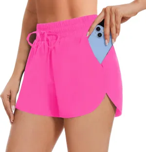 High Waisted Running Shorts for Women with Pockets, 2.5" Black Athletic Workout Gym Yoga Spandex Dolphin Shorts