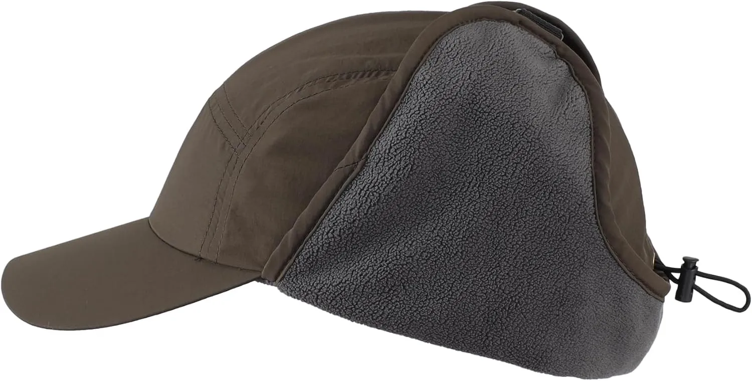 Home Prefer Mens Winter Hat Warm UPF50  Baseball Hat with Earflaps Fleece Lined Waterproof Trooper Trapper Hat