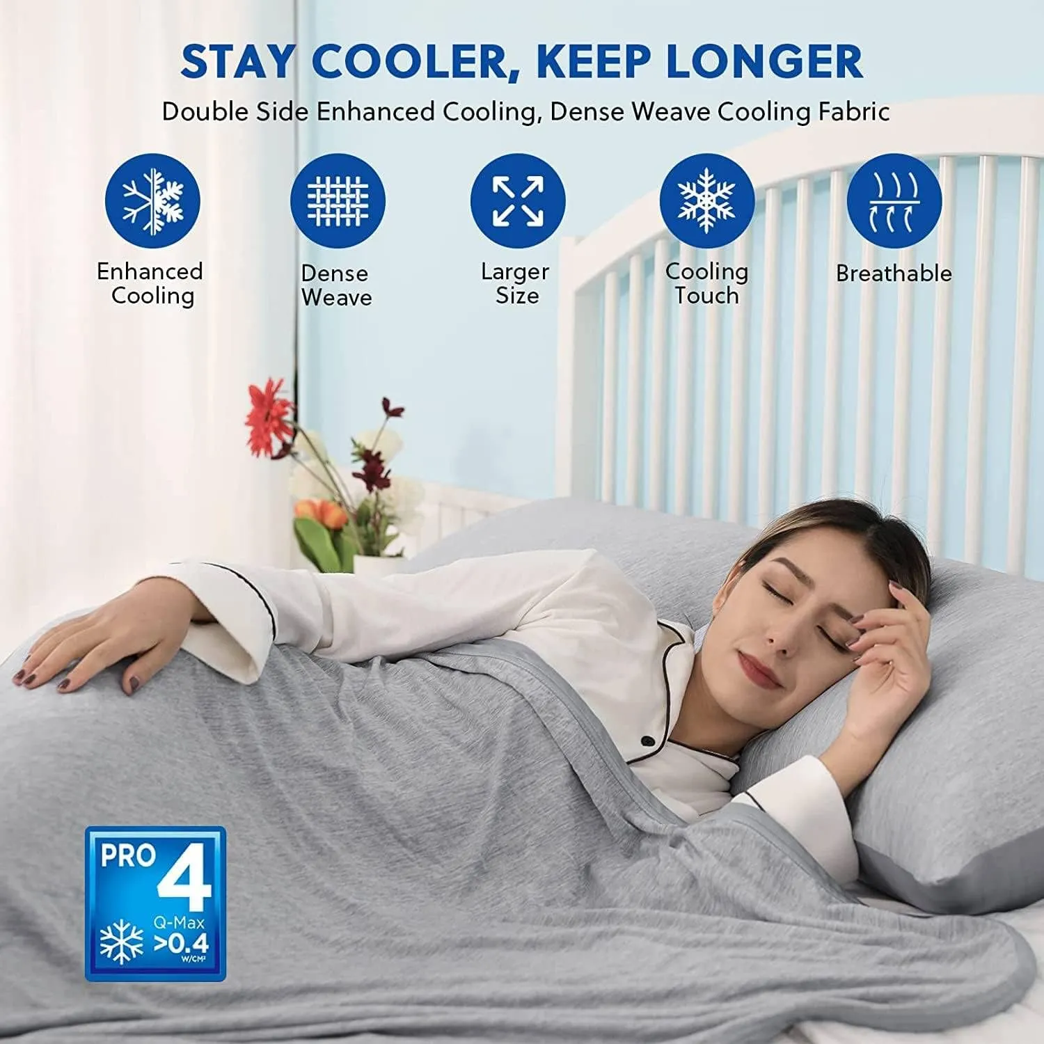 HOMFINE Cooling Blankets for Hot Sleepers - Summer Blanket Thin Lightweight Breathable Soft Double Side Enhanced Cooling for Bed Couch Sofa, Keep Cool for Night Sweats (Grey, 90 x 90 inches)