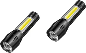 HOMSFOU 2pcs Flashlight Zoom Function Rechargeable Cob Working Lamp for Outdoor Activities Compact and Lightweight Torch for Camping Hiking and Emergency Use