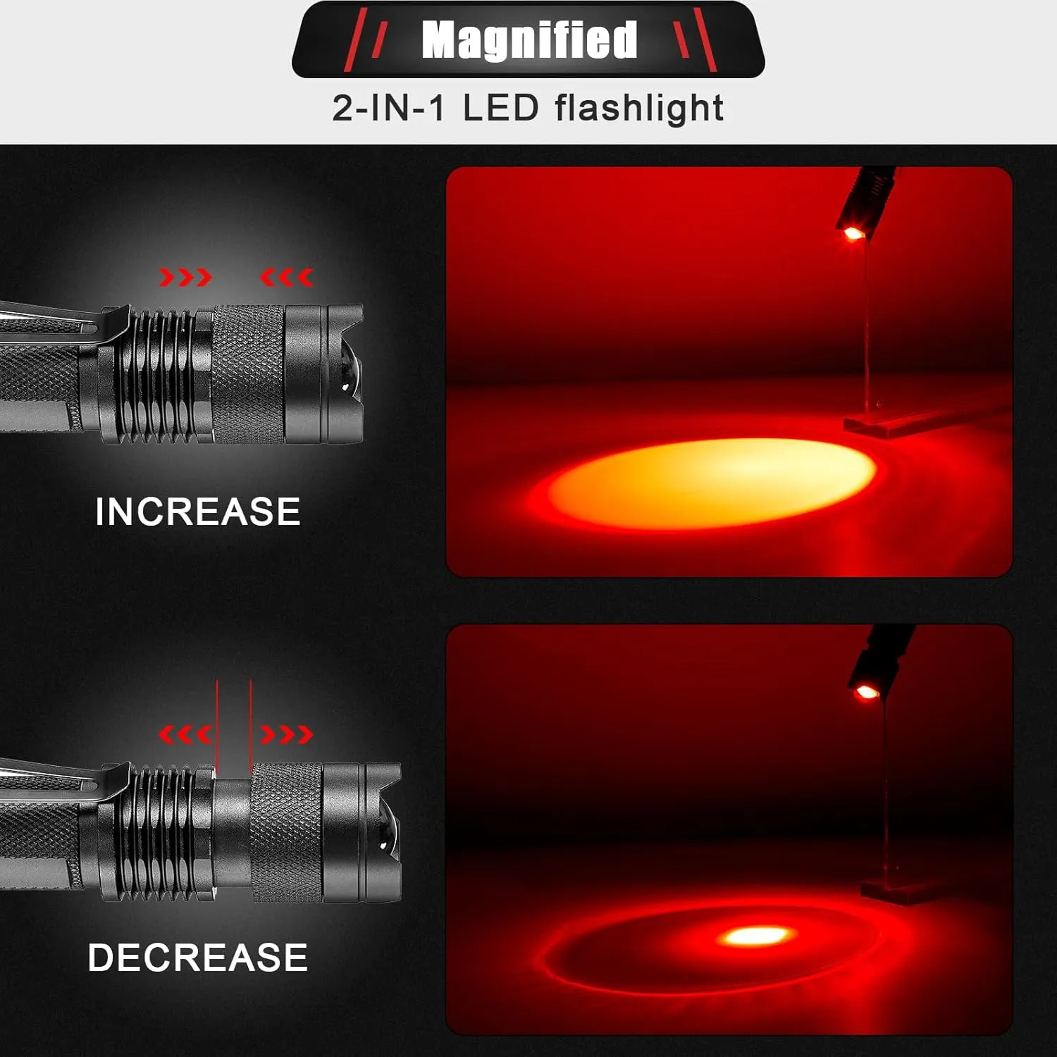 Honoson 4 Pieces Red Light Flashlight LED Single Mode Torch 1 Mode Scalable Red Lens Filter Flashlight for Night Astronomy Aviation Observation Beach Turtle Safe