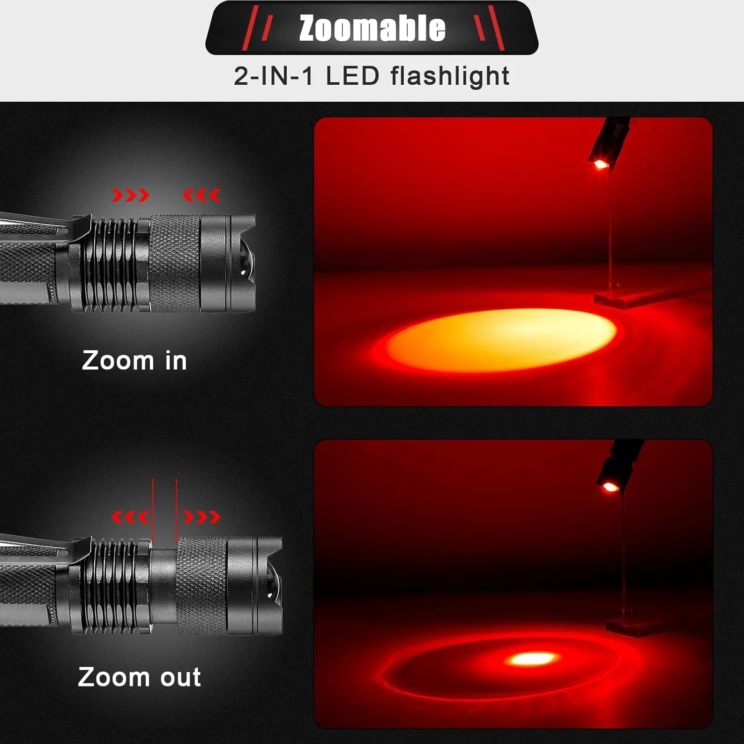 Honoson 4 Pieces Red Light Flashlight LED Single Mode Torch 1 Mode Scalable Red Lens Filter Flashlight for Night Astronomy Aviation Observation Beach Turtle Safe