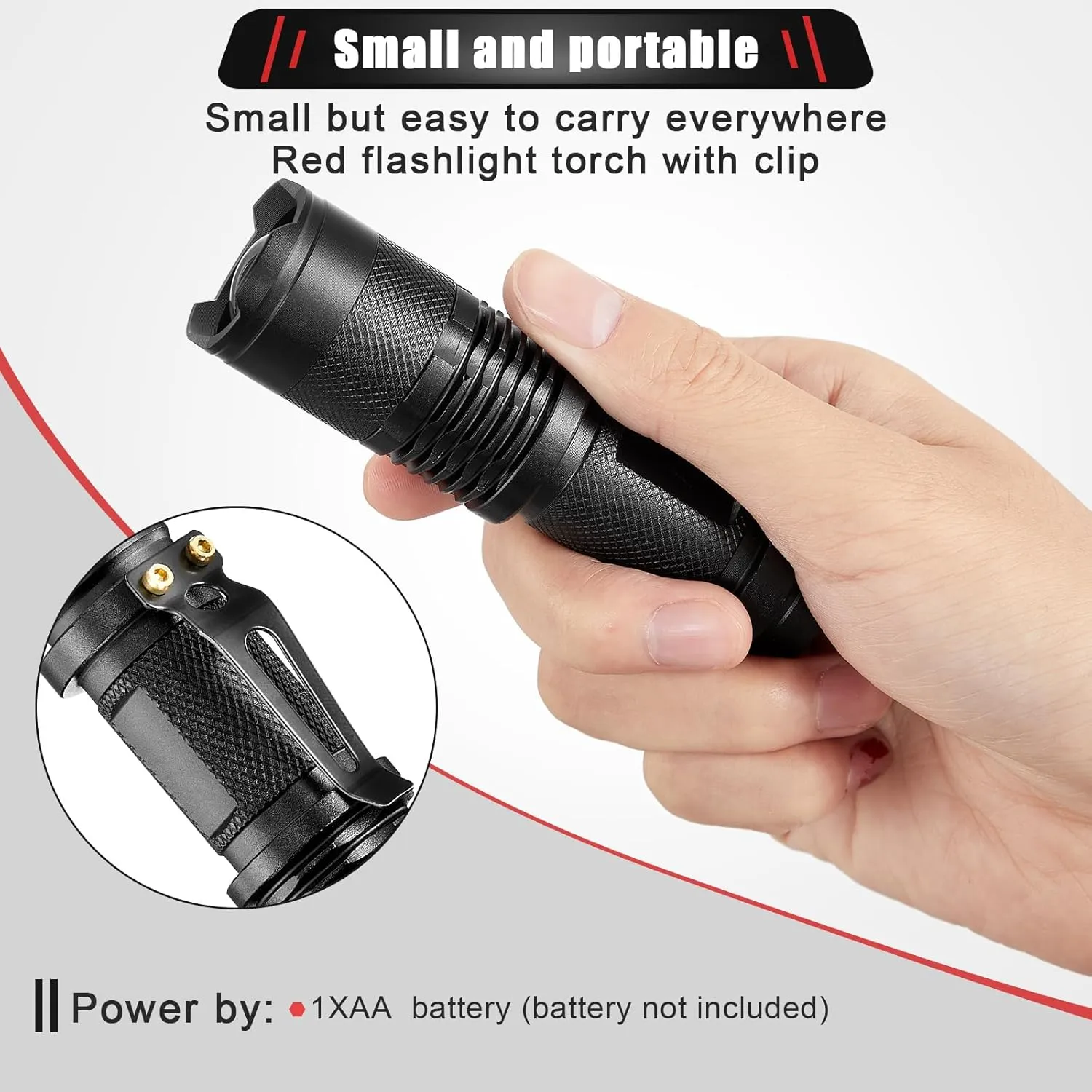 Honoson 4 Pieces Red Light Flashlight LED Single Mode Torch 1 Mode Scalable Red Lens Filter Flashlight for Night Astronomy Aviation Observation Beach Turtle Safe