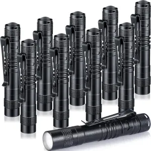 Hortsun 10 Pcs LED Pen Flashlight with Pocket Small Flashlight Bulk Mini Flashlight with Clip for Outdoor Valentines Gift for Men(3.54 Inch,Black)