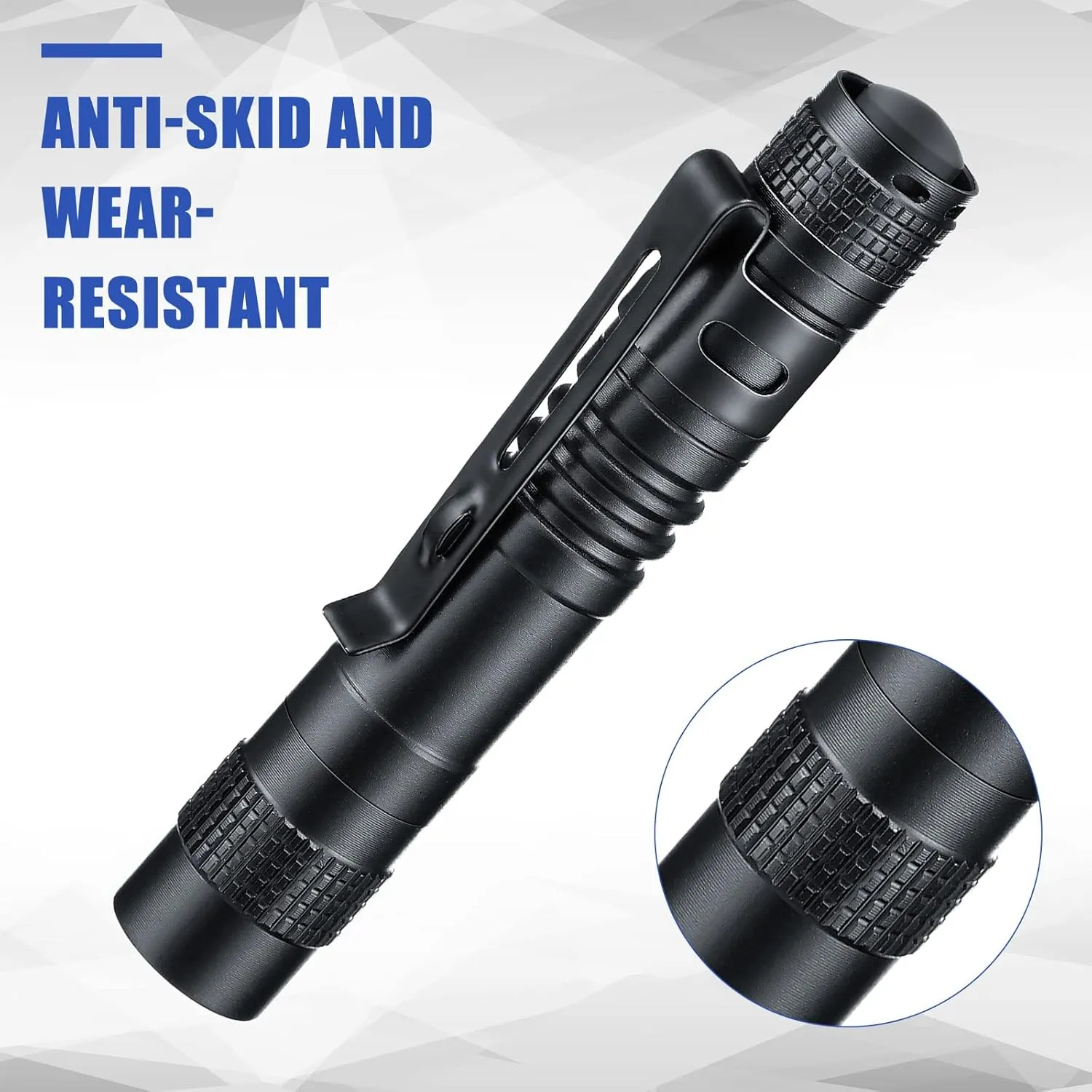 Hortsun 10 Pcs LED Pen Flashlight with Pocket Small Flashlight Bulk Mini Flashlight with Clip for Outdoor Valentines Gift for Men(3.54 Inch,Black)