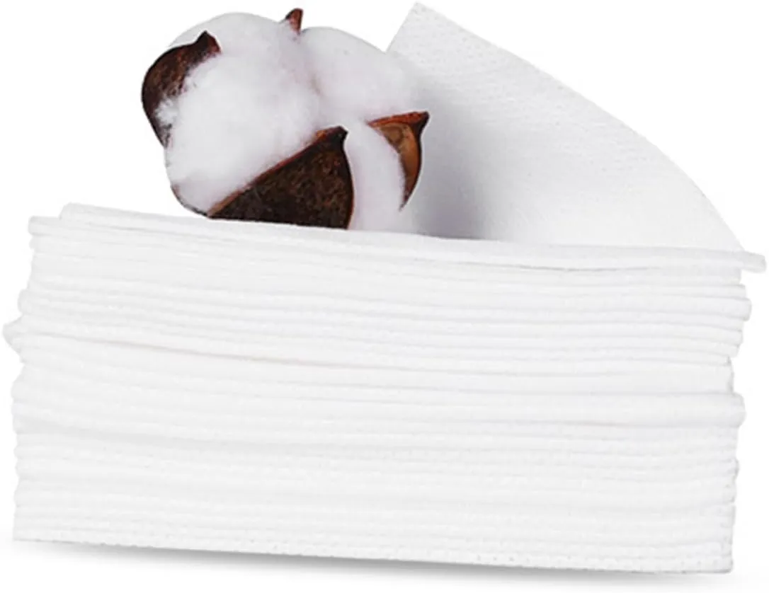 Housoutil 2 Sets 50pcs Disposable Facial Tissue Cotton Facial Towel Wet Dry Makeup Remover Portable for Outdoor Activities Camping Hiking