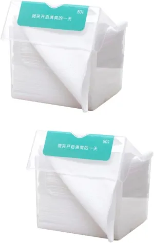 Housoutil 2 Sets 50pcs Disposable Facial Tissue Cotton Facial Towel Wet Dry Makeup Remover Portable for Outdoor Activities Camping Hiking