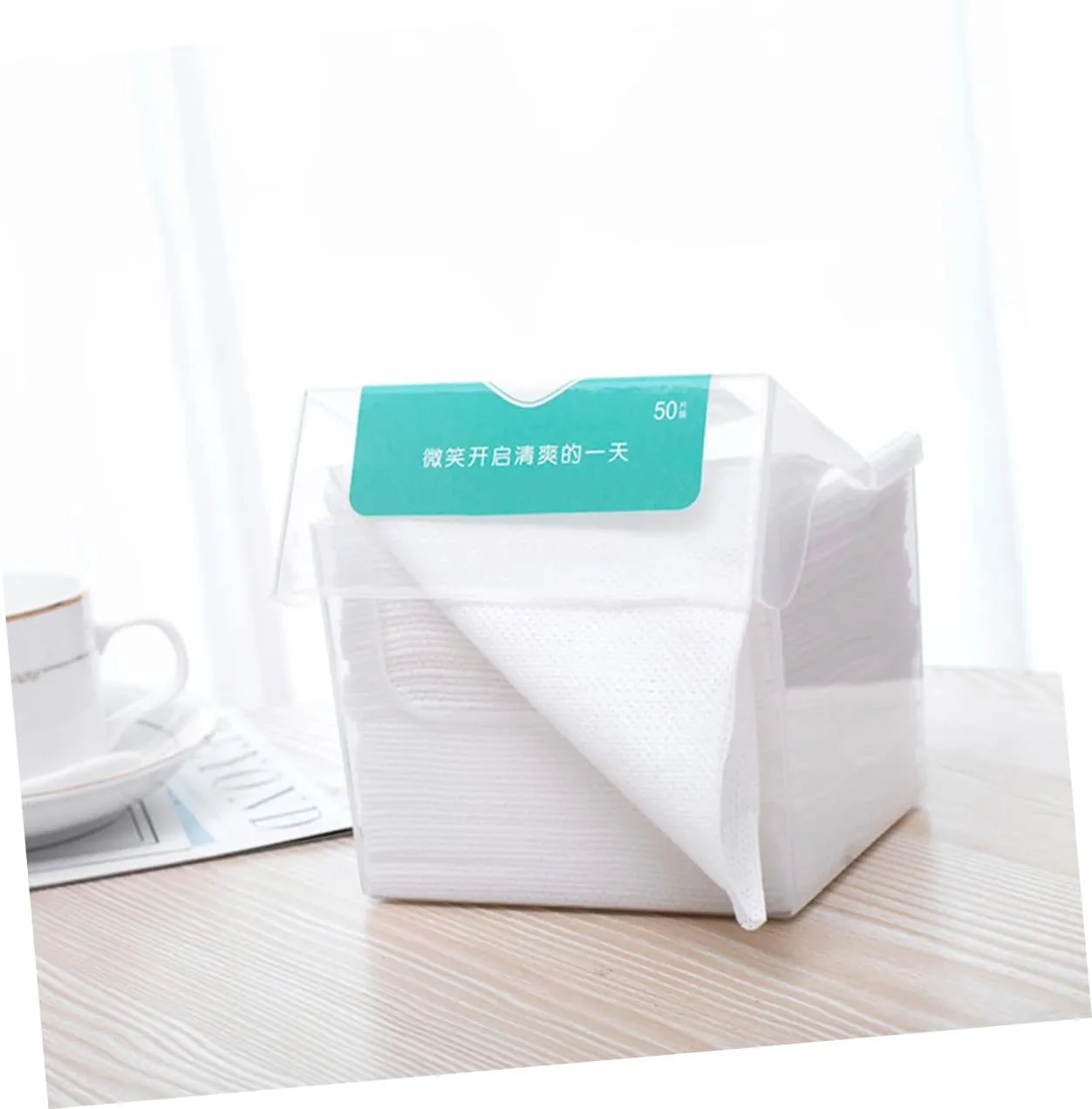 Housoutil 2 Sets 50pcs Disposable Facial Tissue Cotton Facial Towel Wet Dry Makeup Remover Portable for Outdoor Activities Camping Hiking