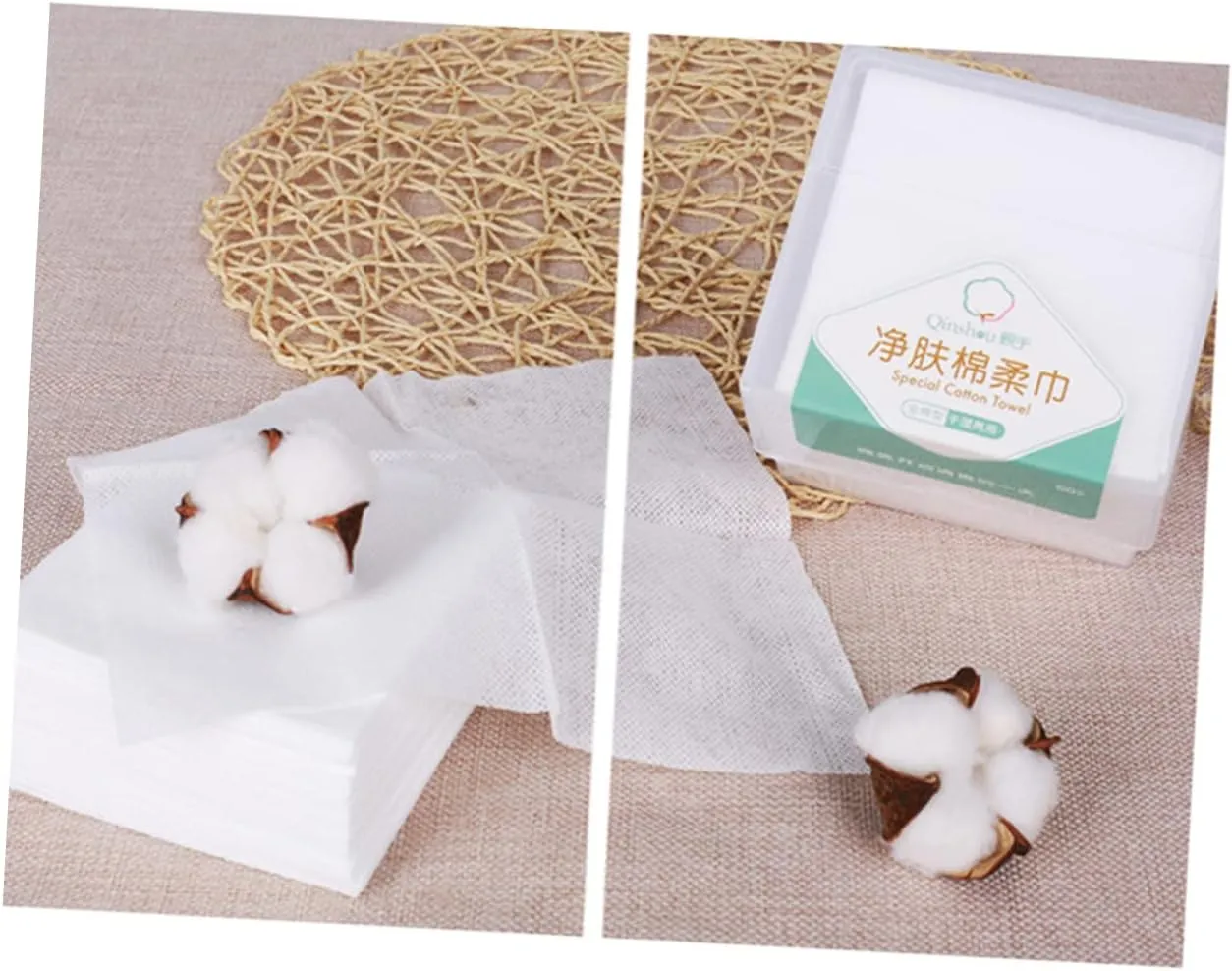 Housoutil 2 Sets 50pcs Disposable Facial Tissue Cotton Facial Towel Wet Dry Makeup Remover Portable for Outdoor Activities Camping Hiking