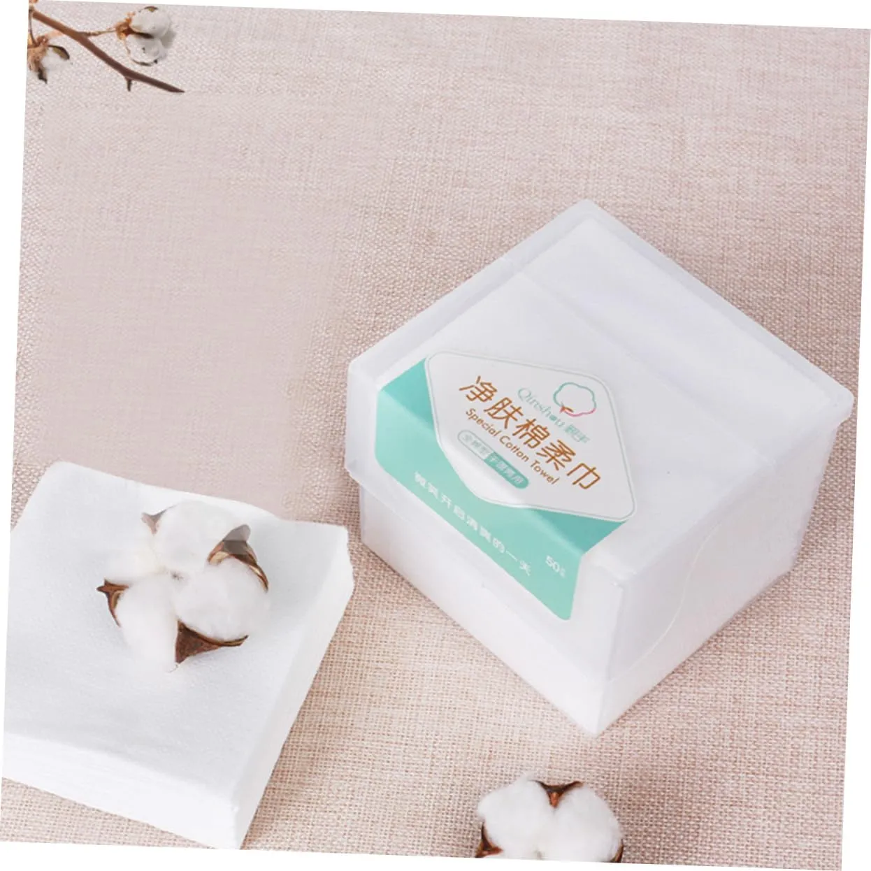 Housoutil 2 Sets 50pcs Disposable Facial Tissue Cotton Facial Towel Wet Dry Makeup Remover Portable for Outdoor Activities Camping Hiking