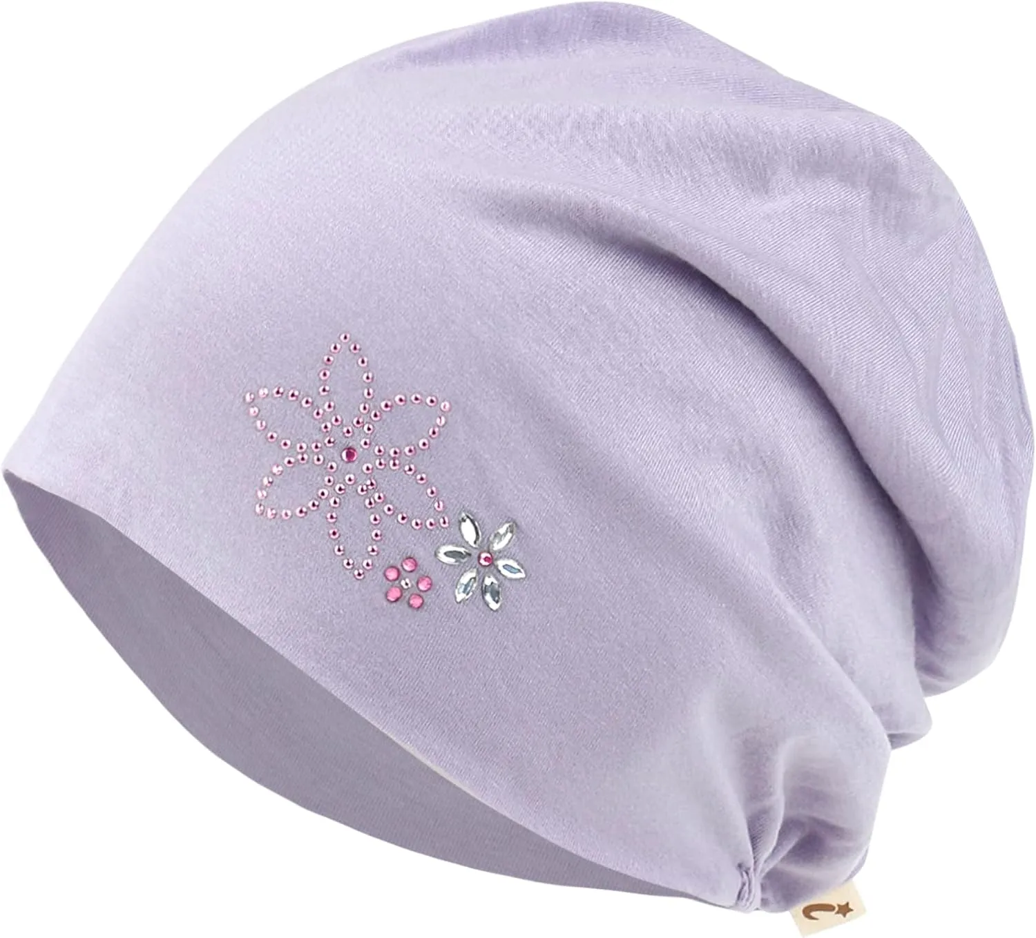ililily Tencel Lyocell Flower Trim Chemo Hair Loss Beanie Ultra Soft Stretchable Head Cover Sleep Hat