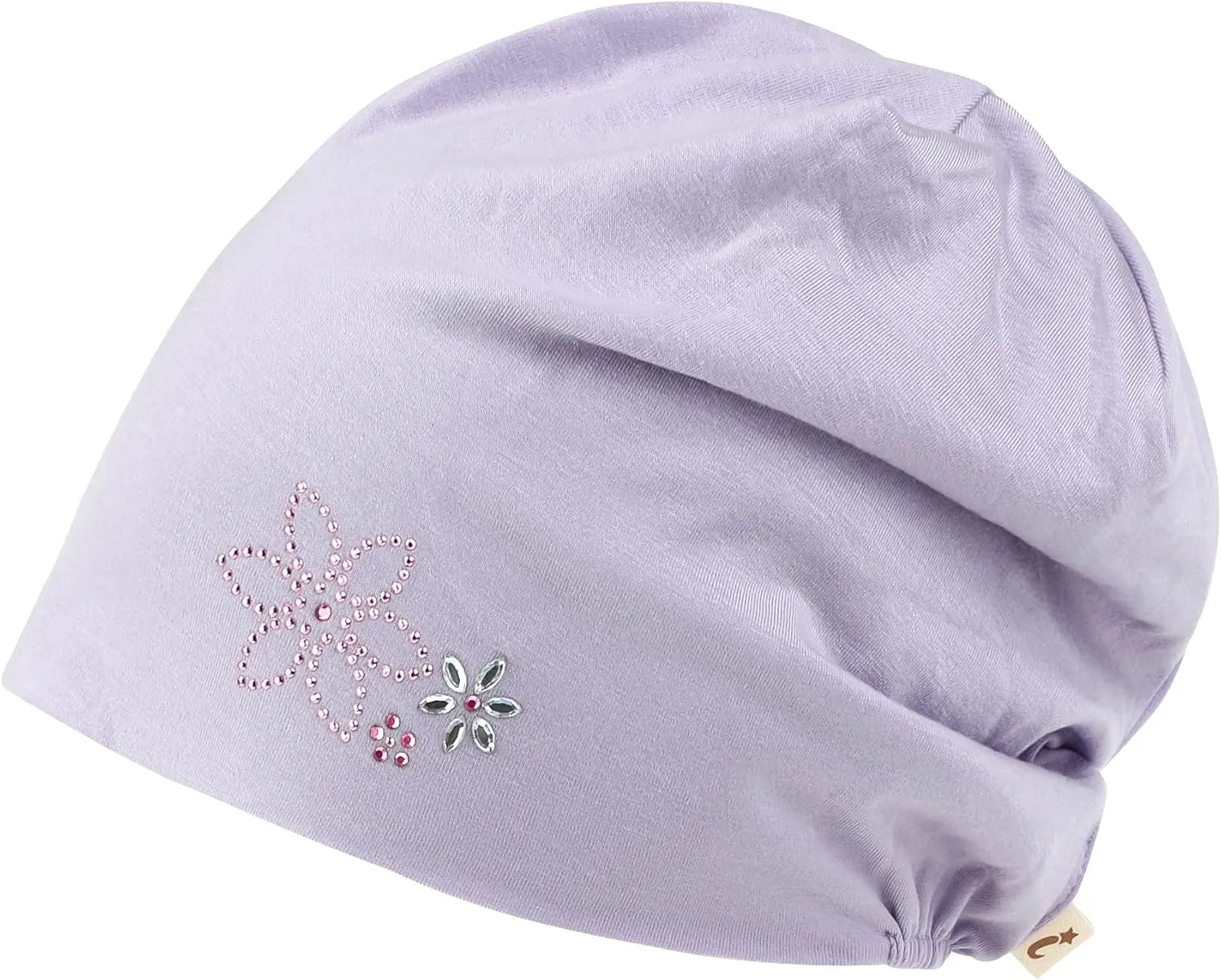 ililily Tencel Lyocell Flower Trim Chemo Hair Loss Beanie Ultra Soft Stretchable Head Cover Sleep Hat