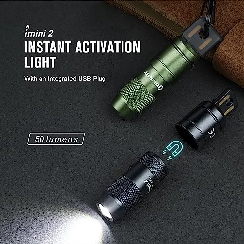 IMINI 2 EDC Rechargeable Keychain Flashlight,50 Lumens Compact & Portable Mini Light