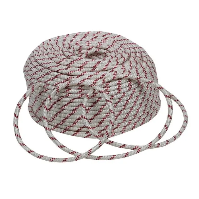 INDIAN STATIC ROPE 8MM-WHITE/RED ( Per Meter Price 65 Rs )