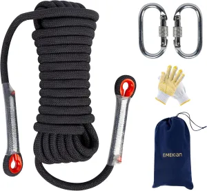 Indoor Outdoor Climbing Rope, Static Rock Climbing Rope for Escape Rope, Ice Climbing Equipment, Fire Safety Rescue Rope, with Non Slip Gloves