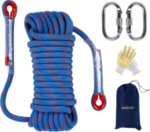 Indoor Outdoor Climbing Rope, Static Rock Climbing Rope for Escape Rope, Ice Climbing Equipment, Fire Safety Rescue Rope, with Non Slip Gloves
