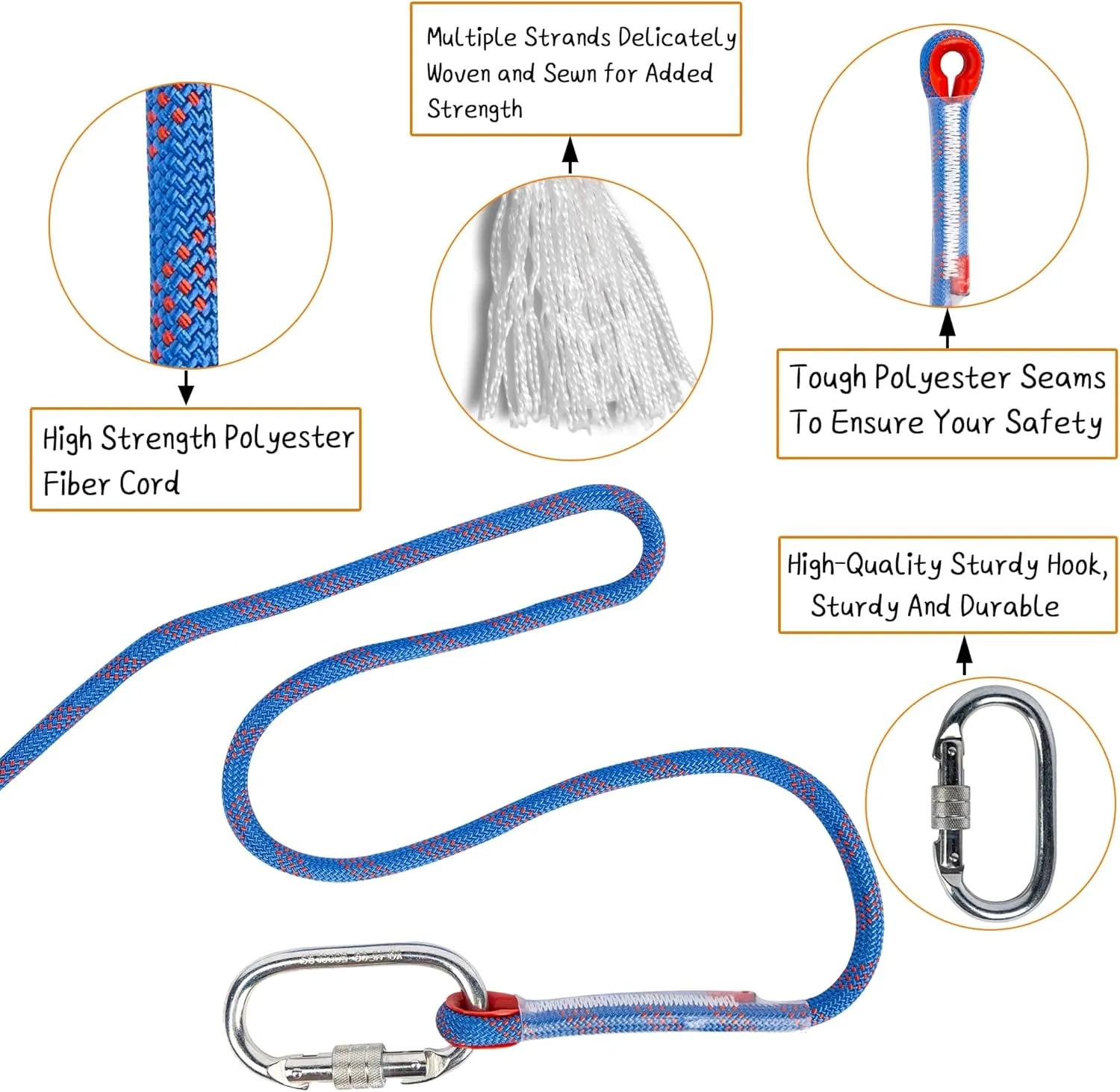 Indoor Outdoor Climbing Rope, Static Rock Climbing Rope for Escape Rope, Ice Climbing Equipment, Fire Safety Rescue Rope, with Non Slip Gloves
