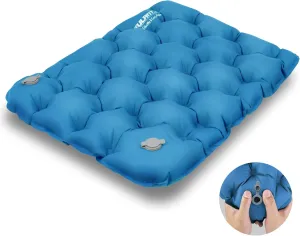 Inflatable Seat Cushion, Lightweight Camping Air Sitting Pad with Repair Cloths, Waterproof Air Seat Cushion, Portable Push-Press Seat Cushion for Airplane Travel Hiking Office Stadium Seat