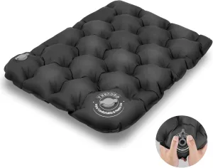 Inflatable Seat Cushion, Lightweight Camping Air Sitting Pad with Repair Cloths, Waterproof Air Seat Cushion, Portable Push-Press Seat Cushion for Airplane Travel Hiking Office Stadium Seat