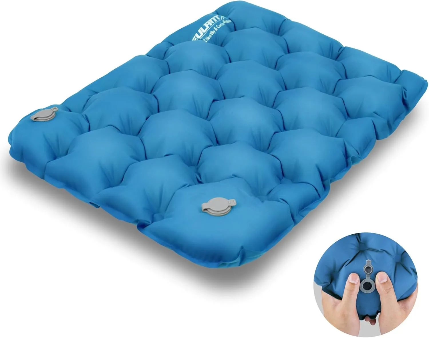 Inflatable Seat Cushion, Lightweight Camping Air Sitting Pad with Repair Cloths, Waterproof Air Seat Cushion, Portable Push-Press Seat Cushion for Airplane Travel Hiking Office Stadium Seat