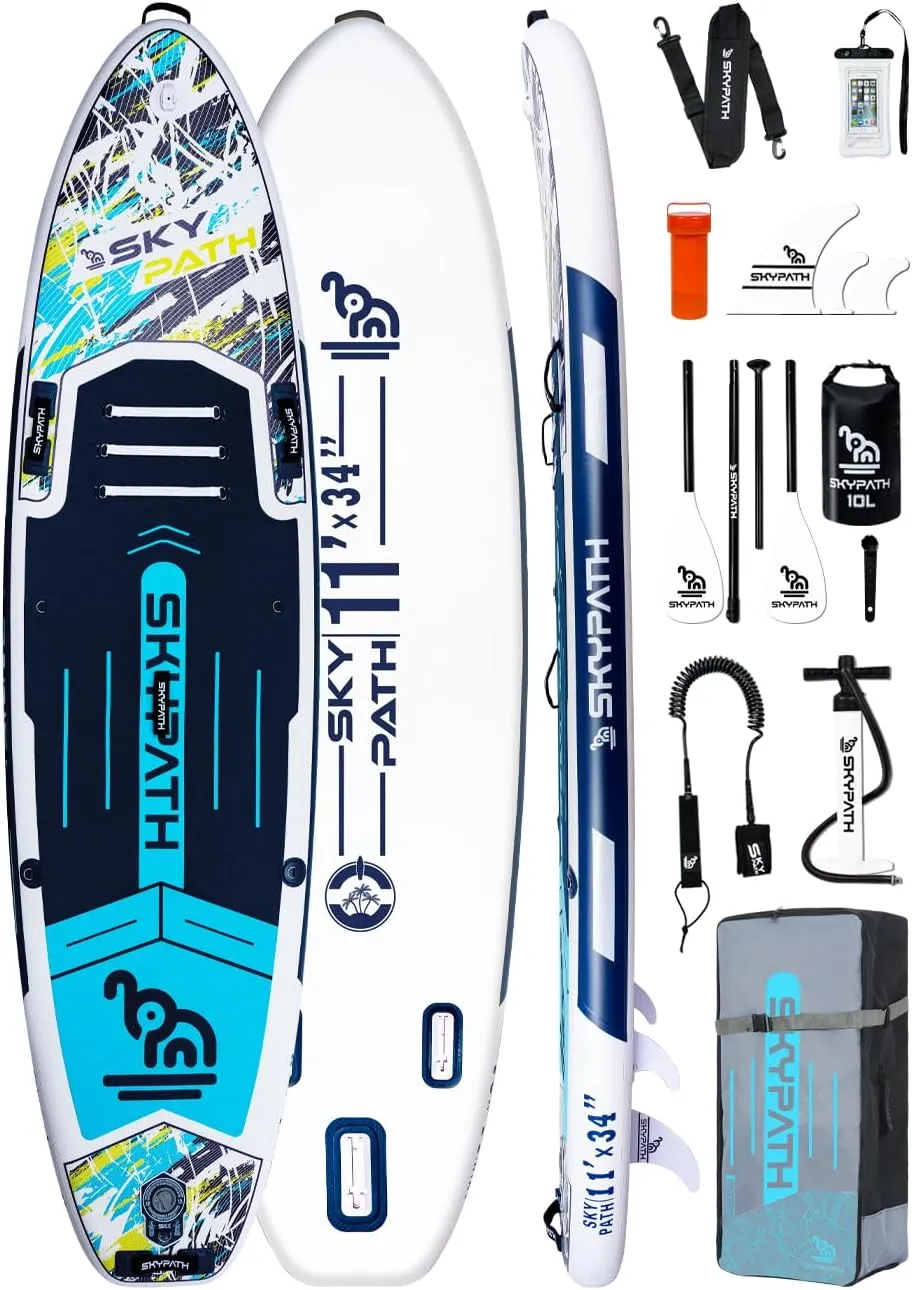 Inflatable Stand Up Paddle Board,10'6''*32''/11'*34'' Ultra-Light SUP Board,Blow Up Paddle Board, Wide Stable Family Board for Youth & Adults of All Skill Levels with Full Set of SUP Board Accessories