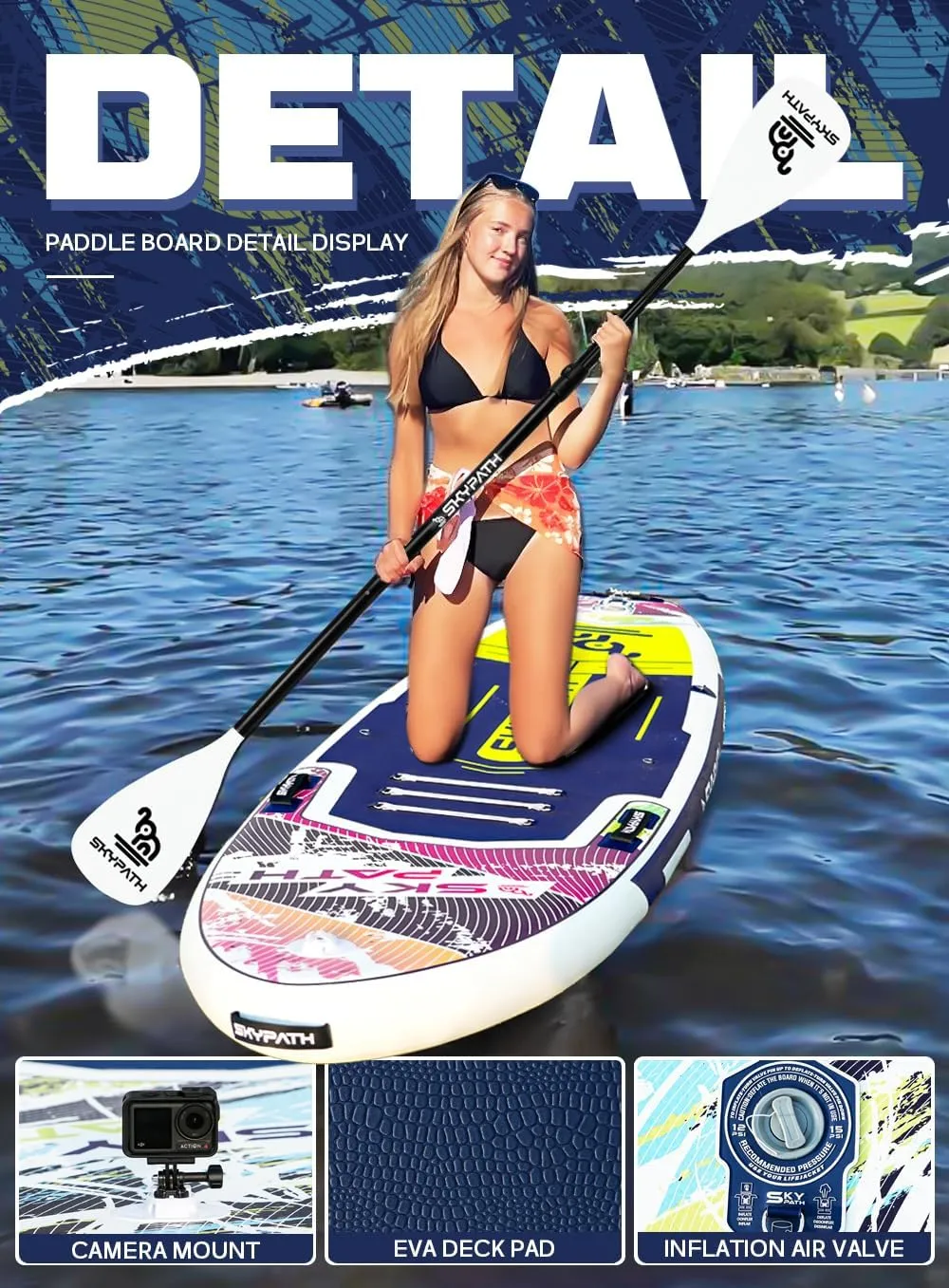 Inflatable Stand Up Paddle Board,10'6''*32''/11'*34'' Ultra-Light SUP Board,Blow Up Paddle Board, Wide Stable Family Board for Youth & Adults of All Skill Levels with Full Set of SUP Board Accessories