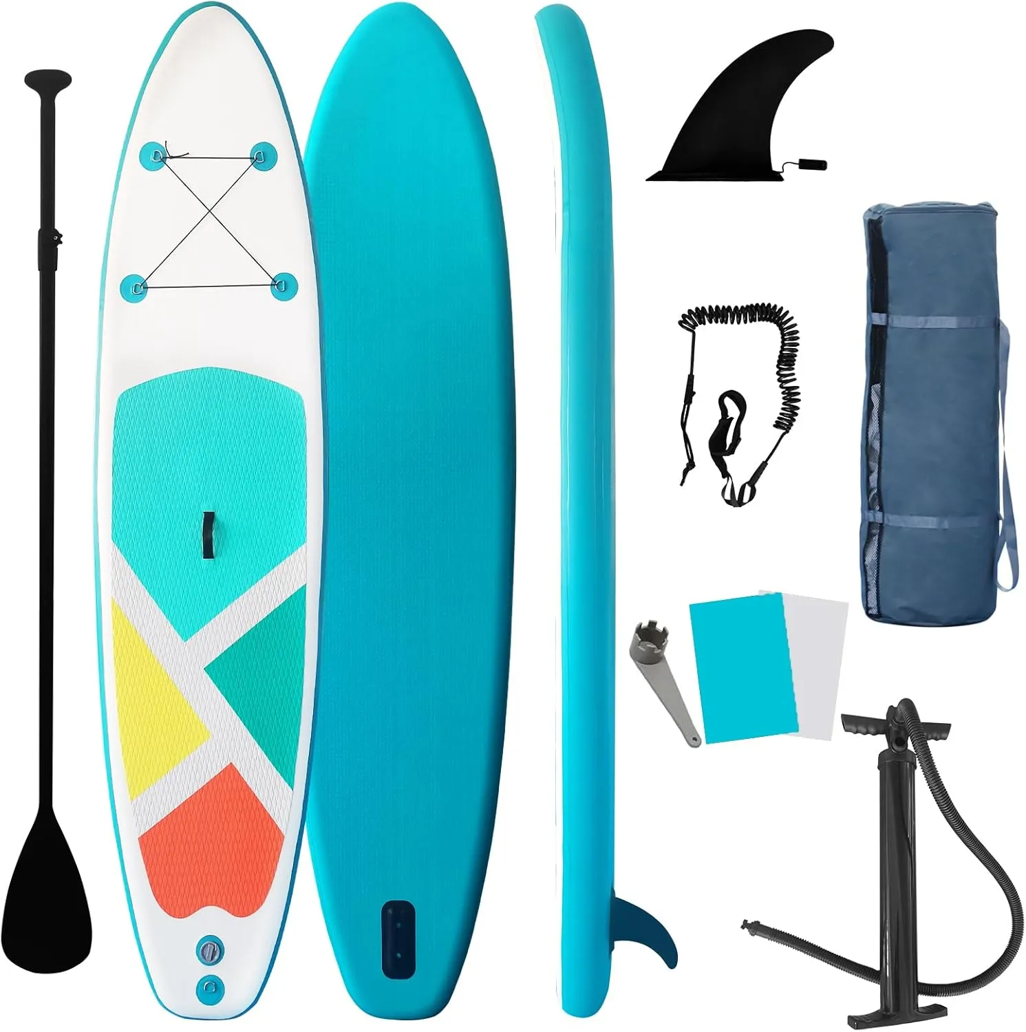Inflatable SUP Stand-Up Paddle Boards for All Skill Levels, QILEBA 10'4'' Ultra-Light Paddleboard with Durable SUP Accessories, Fins, Paddle, Pump, Leash, Extra Wide Stable Non-Slip Yoga Deck
