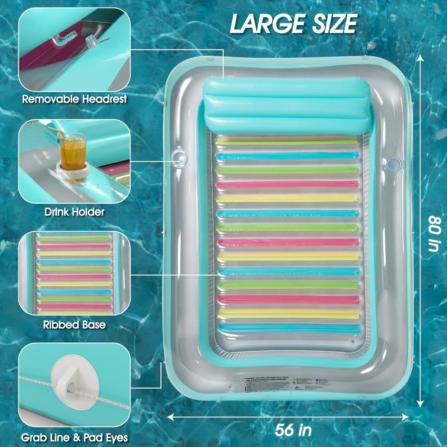 Inflatable Tanning Pool Lounger Float - Jasonwell 4 in 1 Sun Tan Tub Sunbathing Pool Lounge Raft Floatie Toys Water Filled Tanning Bed Mat Pad for Adult Blow Up Kiddie Pool Kids Ball Pit Pool (XL)