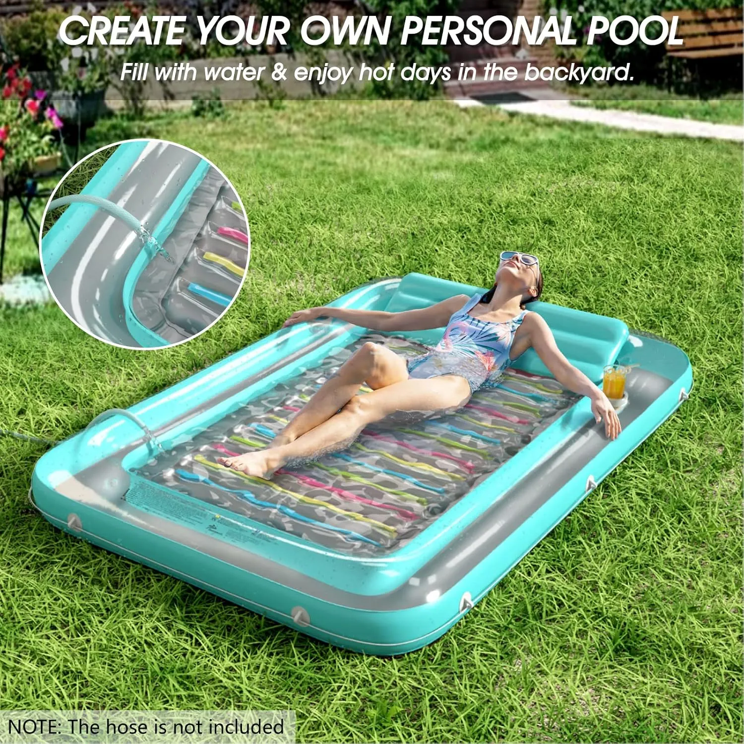 Inflatable Tanning Pool Lounger Float - Jasonwell 4 in 1 Sun Tan Tub Sunbathing Pool Lounge Raft Floatie Toys Water Filled Tanning Bed Mat Pad for Adult Blow Up Kiddie Pool Kids Ball Pit Pool (XL)
