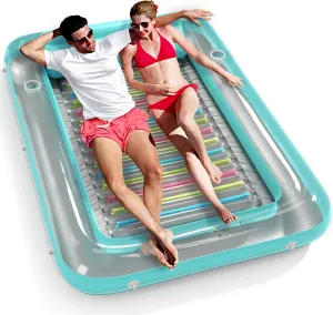 Inflatable Tanning Pool Lounger Float - Jasonwell 4 in 1 Sun Tan Tub Sunbathing Pool Lounge Raft Floatie Toys Water Filled Tanning Bed Mat Pad for Adult Blow Up Kiddie Pool Kids Ball Pit Pool (XL)
