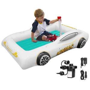 Inflatable Toddler Travel Bed- Portable Travel Toddler Air Bed for Kids Camping Air Mattress Racecar Toddler Bed with Sides Blow Up Mattress Sleeping Pad for Camping Car Travel Sleeping(Green)
