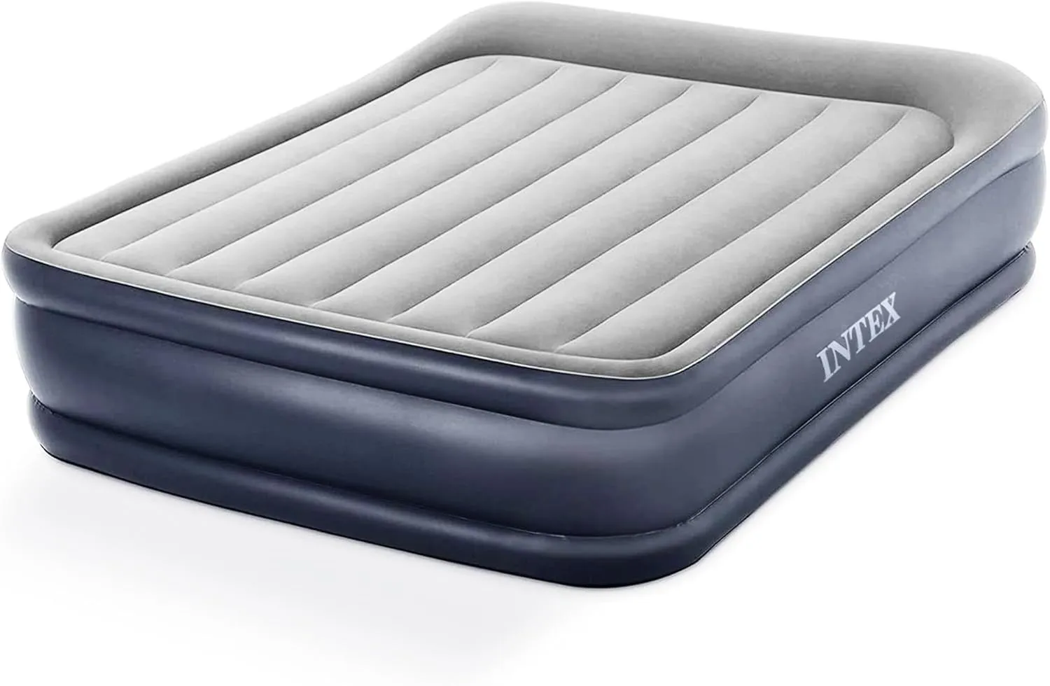 Intex 64135ED Dura-Beam Plus Deluxe Pillow Rest Air Mattress: Fiber-Tech – Queen Size – Built-in Electric Pump – 16.5in Bed Height – 600lb Weight Capacity