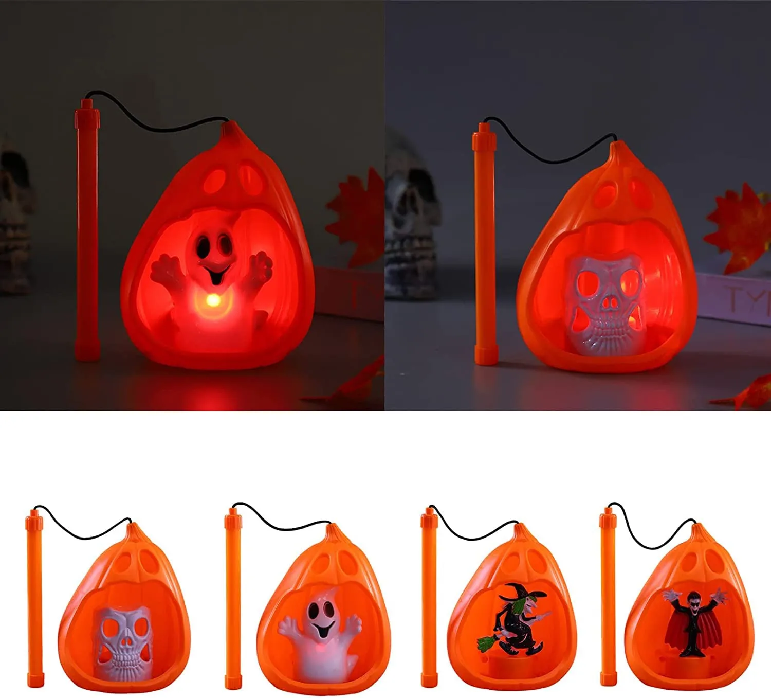 Jagmag® 1 pcs Halloween Pumpkin Lantern Portable Pumpkin Led Light Halloween Decoration Bar Party Atmosphere Props for Ghost Party Pumpkin led Light (Random Design)