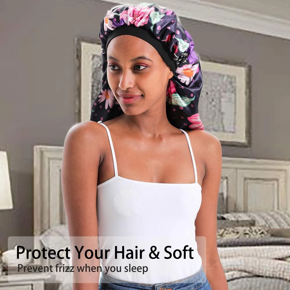 JarseHera Double-Layer Silk Bonnet Extra Long Satin Sleep Cap for Long Hair