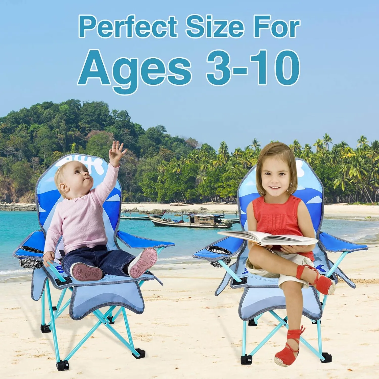 KABOER Kids Outdoor Folding Lawn and Camping Chair with Cup Holder and Carrying Bag, Children's Camping Chairs