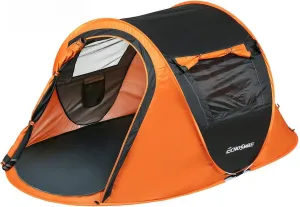Kaimei 2 Person Camping Tent, Instant Pop Up Tent with Double Doors & Windows, Spacious Outdoor Tent for Family Camping, Black   Orange