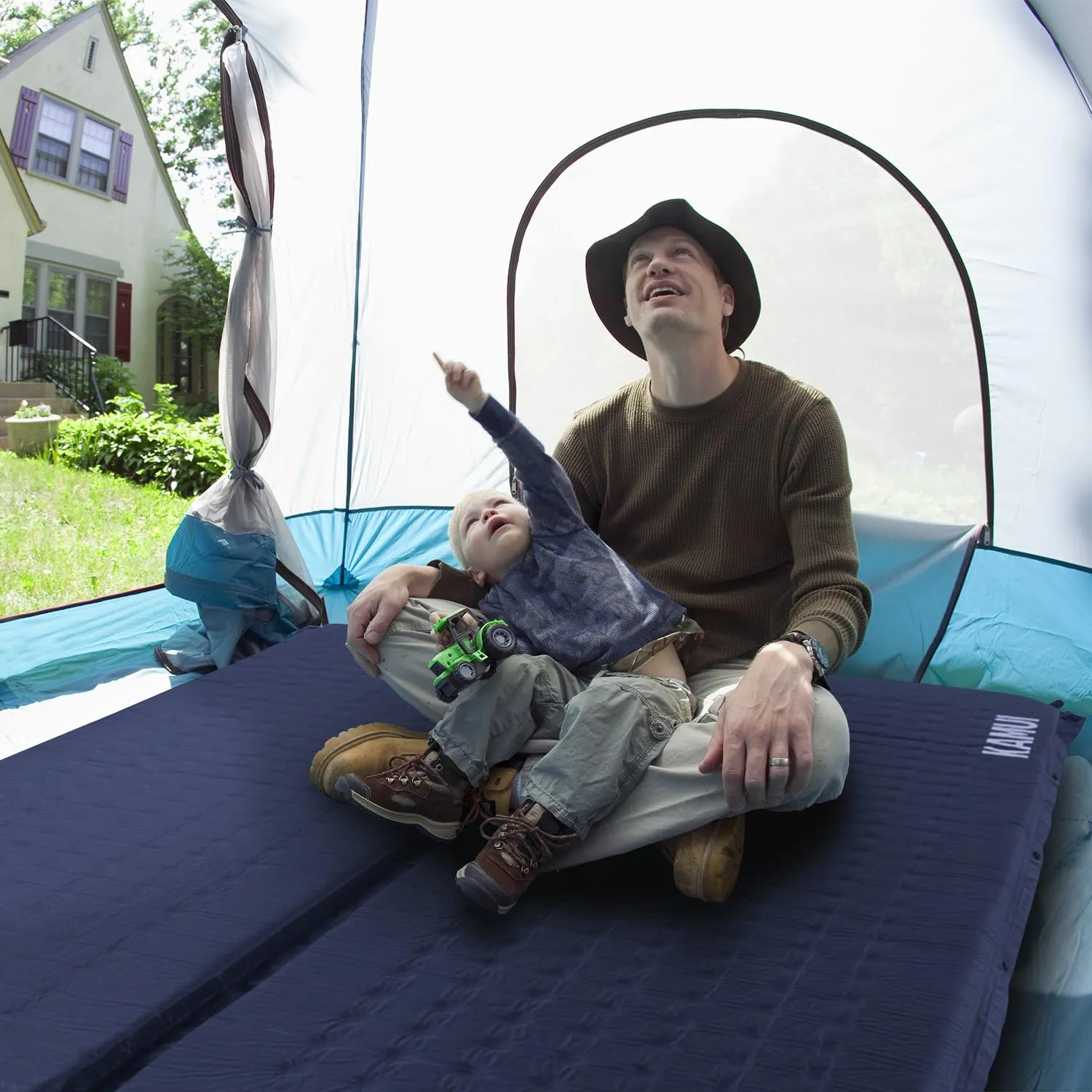 KAMUI Self Inflating Sleeping Pad - 2 Inch Thick Camping Pad Connectable with Multiple Camping Mats Designed for Tent, Couple, and Family Camping
