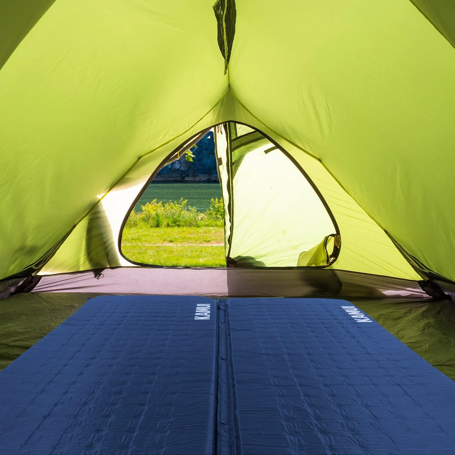 KAMUI Self Inflating Sleeping Pad - 2 Inch Thick Camping Pad Connectable with Multiple Camping Mats Designed for Tent, Couple, and Family Camping
