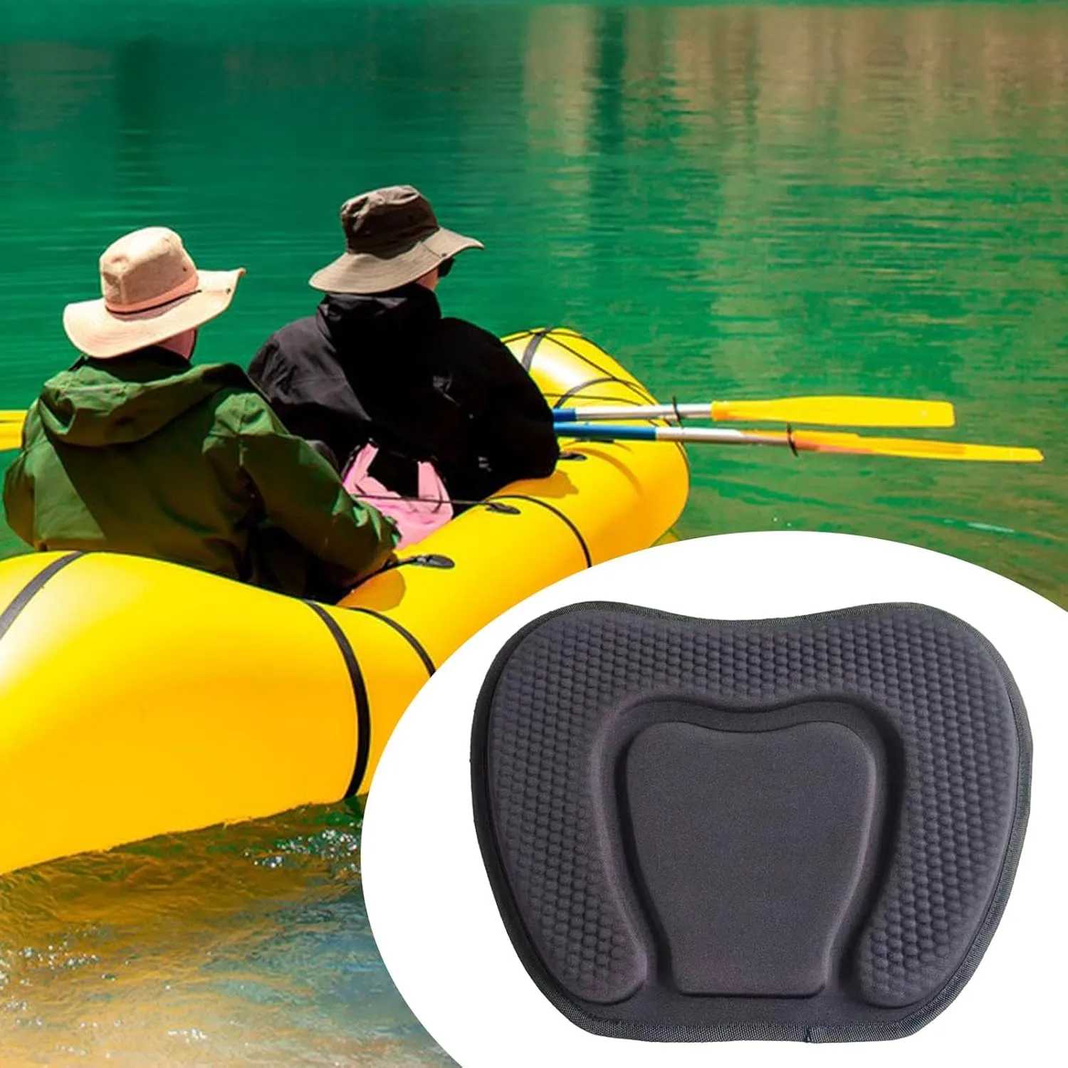 Kayak Seat Cushion Seat Pad EVA Lightweight Single Person Thick Padded Kayak Accessory Support for Drifting Fishing Boating, Black