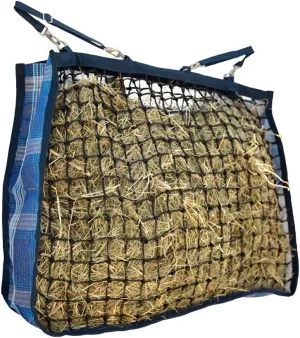 Kensington Slow Feed Hay Bag with Extra-Durable Nylon Straps Designed for Better Digestion, Colic-Free Feeding, 4 Flake, Navy Plaid