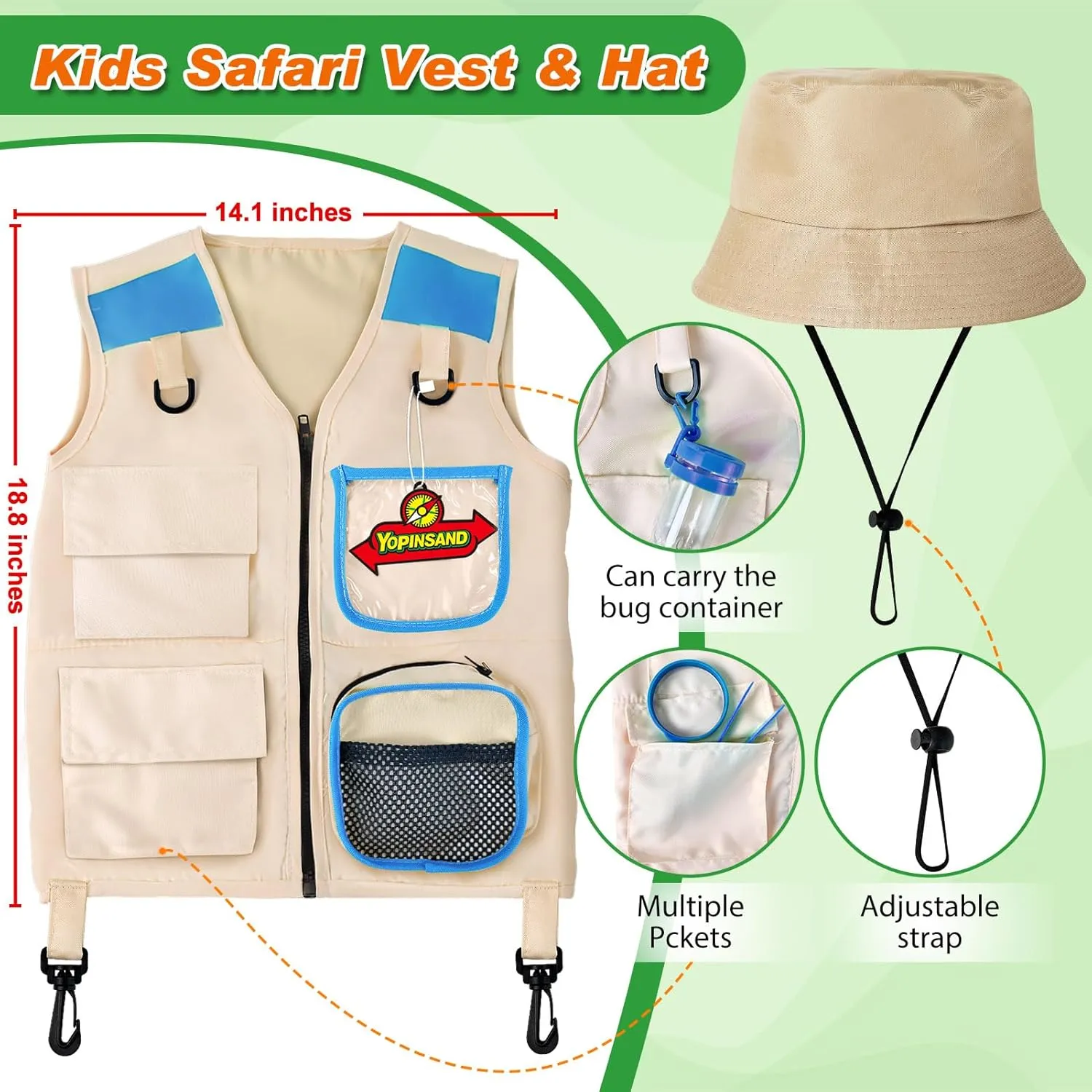 Kids Explorer Kit & Bug Catcher Kit, Kids Camping Gear, Outdoor Exploration Set with Vest & Hat, Backpack, Ideal Outdoor Camping Adventure Toys for Boys Girls