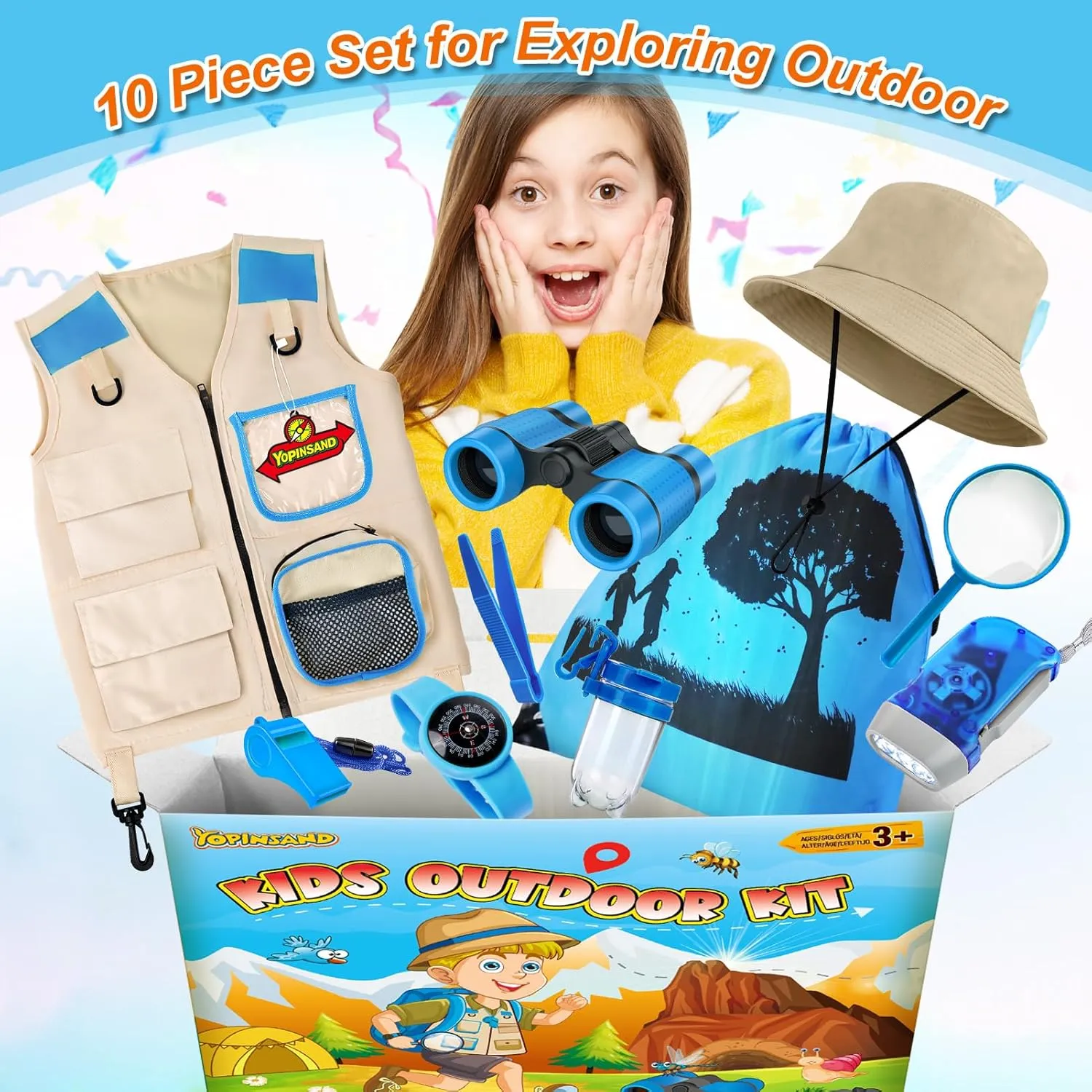 Kids Explorer Kit & Bug Catcher Kit, Kids Camping Gear, Outdoor Exploration Set with Vest & Hat, Backpack, Ideal Outdoor Camping Adventure Toys for Boys Girls