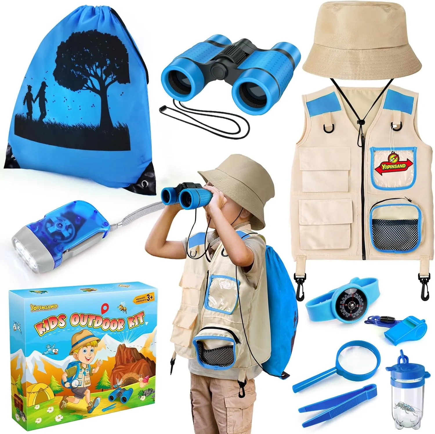 Kids Explorer Kit & Bug Catcher Kit, Kids Camping Gear, Outdoor Exploration Set with Vest & Hat, Backpack, Ideal Outdoor Camping Adventure Toys for Boys Girls
