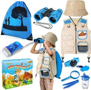 Kids Explorer Kit & Bug Catcher Kit, Kids Camping Gear, Outdoor Exploration Set with Vest & Hat, Backpack, Ideal Outdoor Camping Adventure Toys for Boys Girls