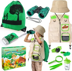 Kids Explorer Kit & Bug Catcher Kit, Kids Camping Gear, Outdoor Exploration Set with Vest & Hat, Backpack, Ideal Outdoor Camping Adventure Toys for Boys Girls