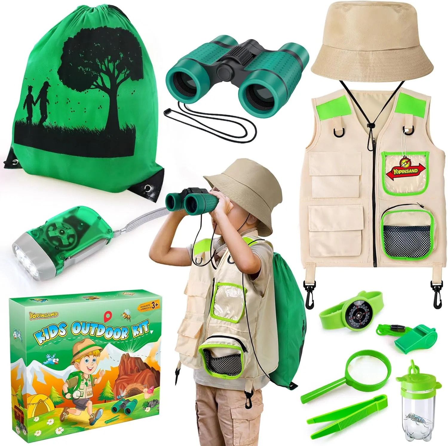 Kids Explorer Kit & Bug Catcher Kit, Kids Camping Gear, Outdoor Exploration Set with Vest & Hat, Backpack, Ideal Outdoor Camping Adventure Toys for Boys Girls