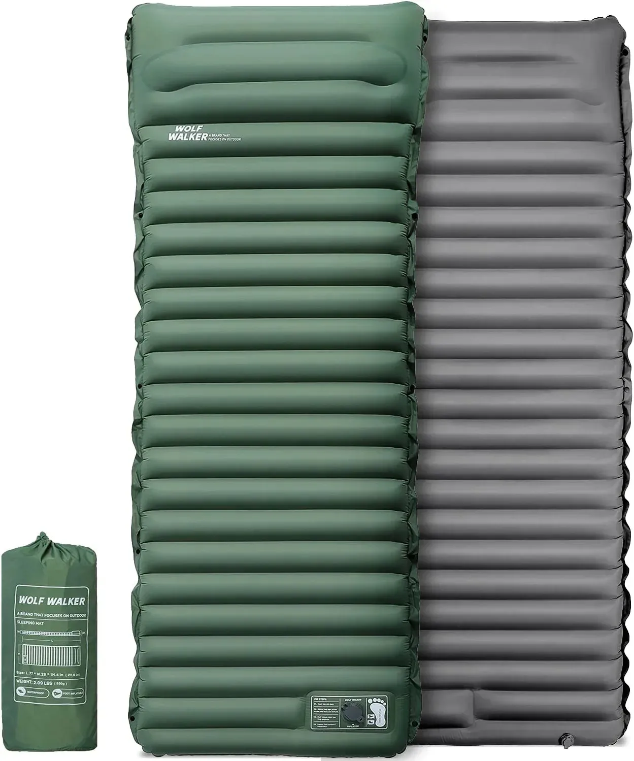 Kilos Gear Camping Inflatable Air Mattress, 4" Thick with Built-in Pump and Pillow