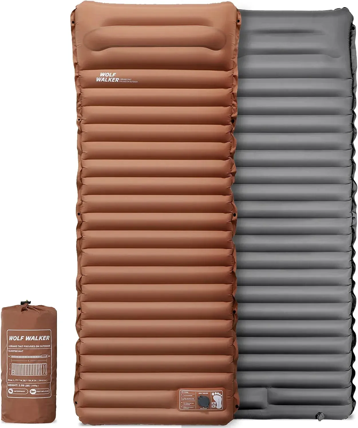 Kilos Gear Camping Inflatable Air Mattress, 4" Thick with Built-in Pump and Pillow